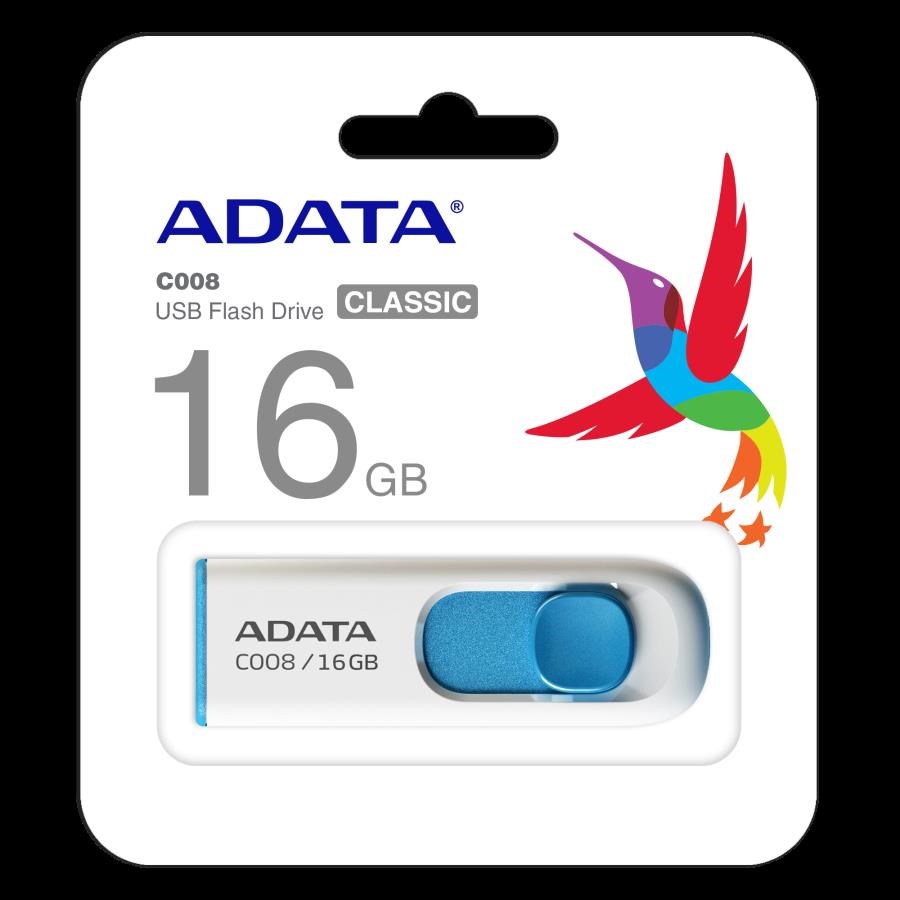 Usb Bellek Adata C008-16GB 16GB USB2.0 Classic (White + Blue) Flash Bellek Satın Al