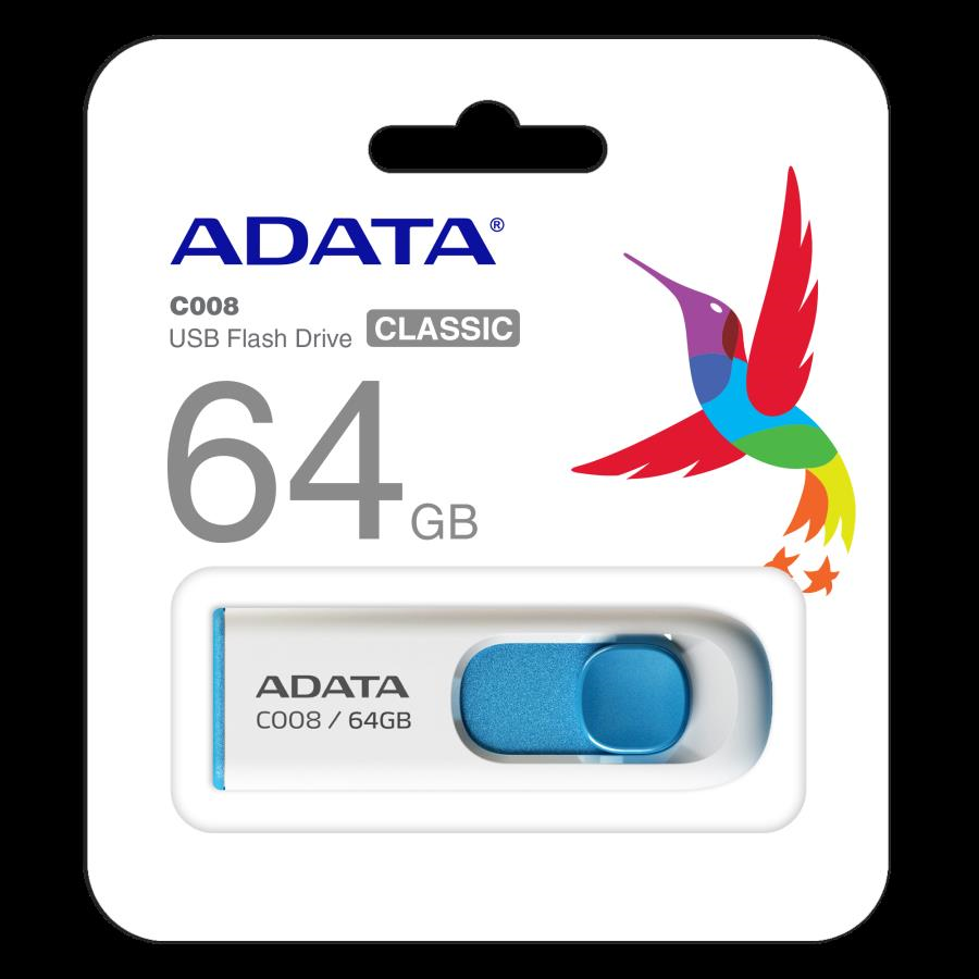 Usb Bellek Adata C008-64GB 64GB USB2.0 Classic (White + Blue) Flash Bellek Satın Al