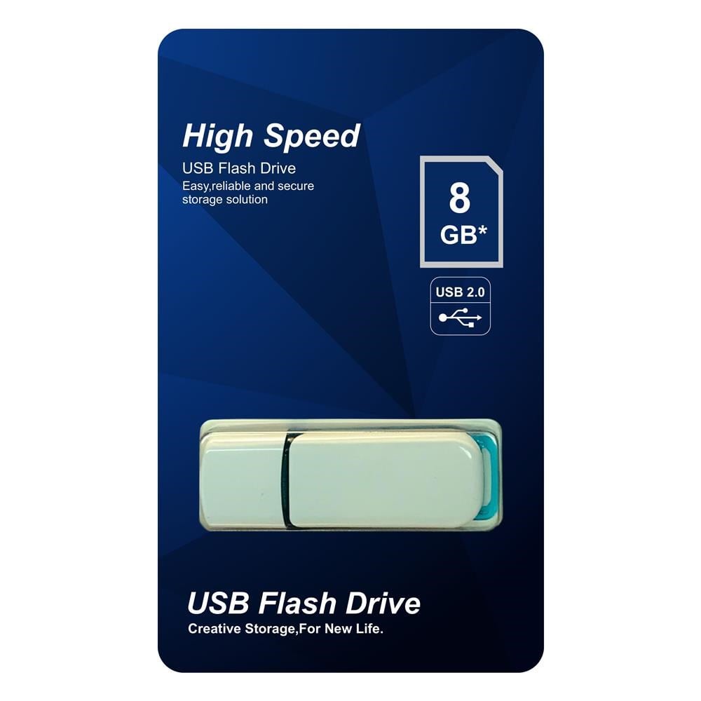 Usb Bellek Elba 8GB Plastik Beyaz-Mavi 2.0 USB Flash Bellek Satın Al