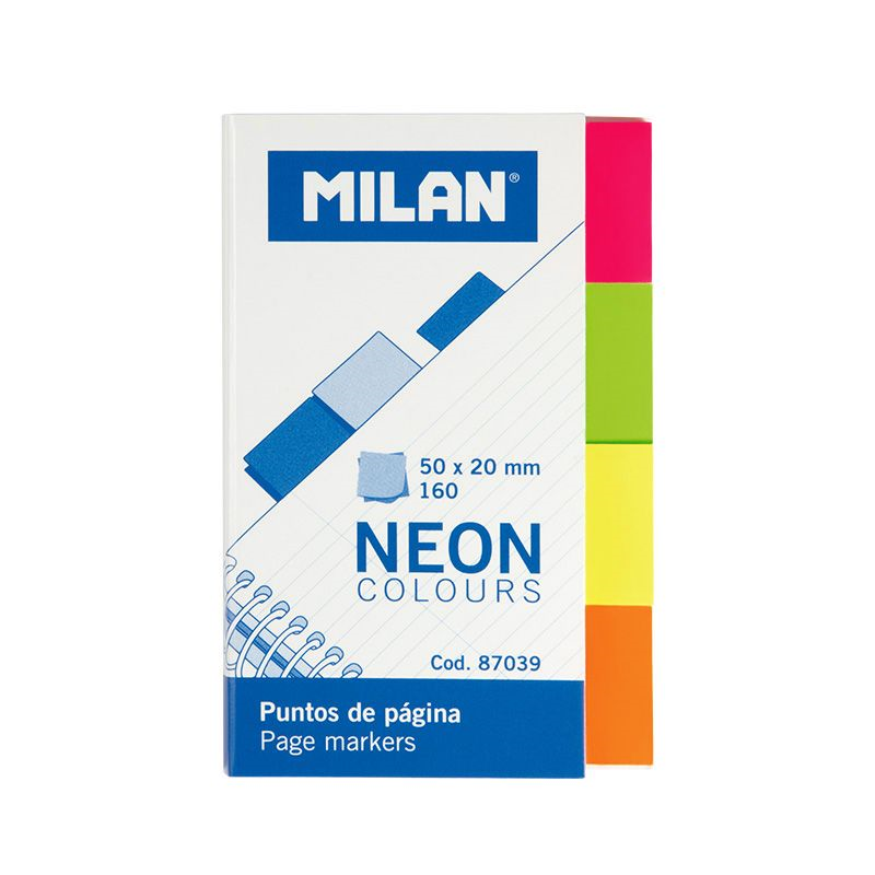Yapışkanlı Not Kağıtları MILAN 87039 FLUO NEON YAPIŞKANLI AYRAÇ 4 RENK 50X20MM - 160 LI Satın Al