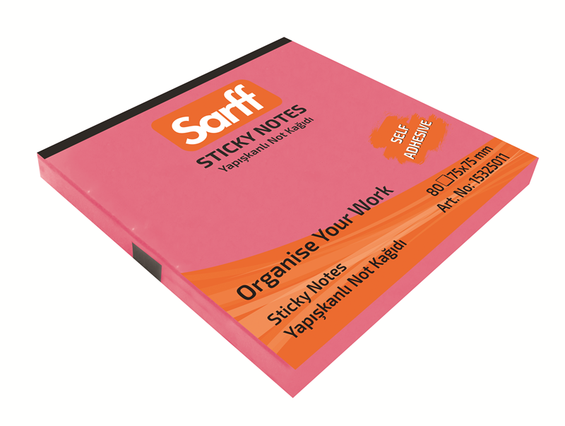 Yapışkanlı Not Kağıtları SARFF 75X75MM NEON PEMBE YAPIŞKANLI NOT KAĞIDI - 80YP Satın Al
