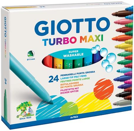 Keçeli Kalemler Giotto Turbo Maxi Keçe Uçlu Boyama Kalemi 24'Lü Paket Satın Al