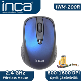 INCA IWM-200R 2.4GHZ 1600 DPI INCA TRACK RED SENSÖR WIRELESS NANO ALICILI MOUSE LACİVERT
