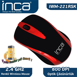 INCA IWM-221RSK 2.4 GHZ INCA TRACK RED SENSÖR WIRELESS NANI ALICILI MOUSE KIRMIZI