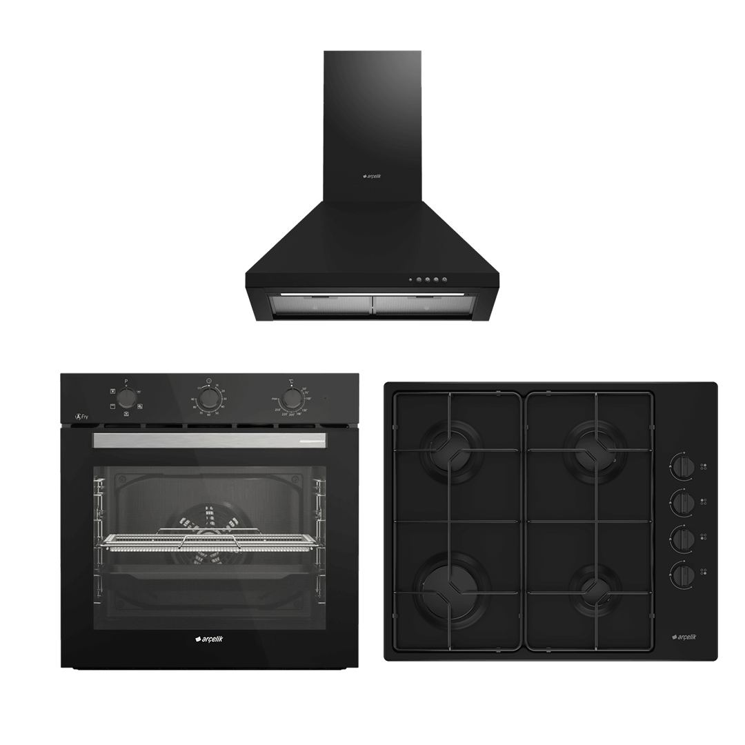 Arçelik Siyah Ankastre Set 2 (AFC 231 S - OMD D 611 ES - P 27 YS)