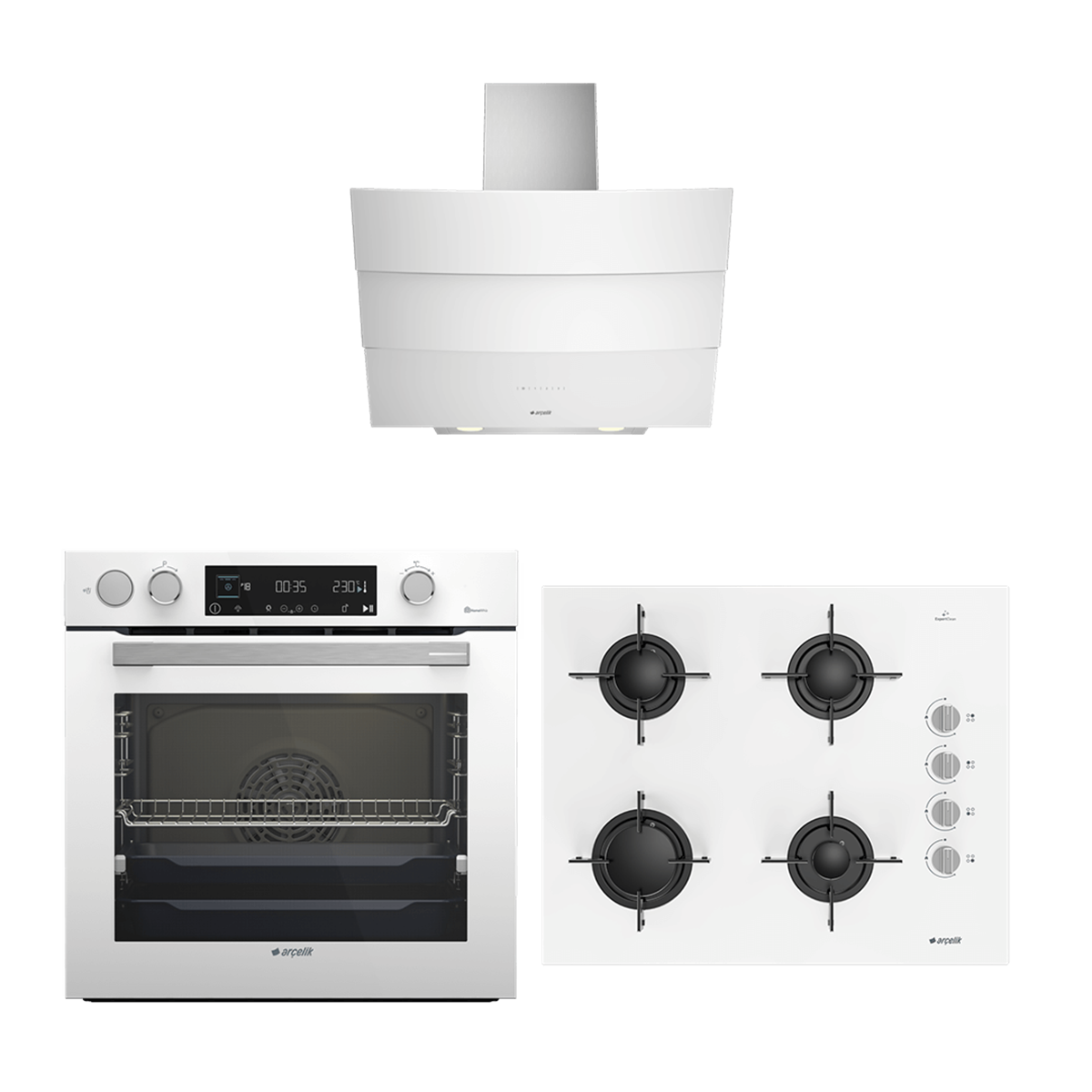 Arçelik Beyaz Ankastre Cam Set (P 13 YEB - OCD T 651 EB - AFC 470 B)