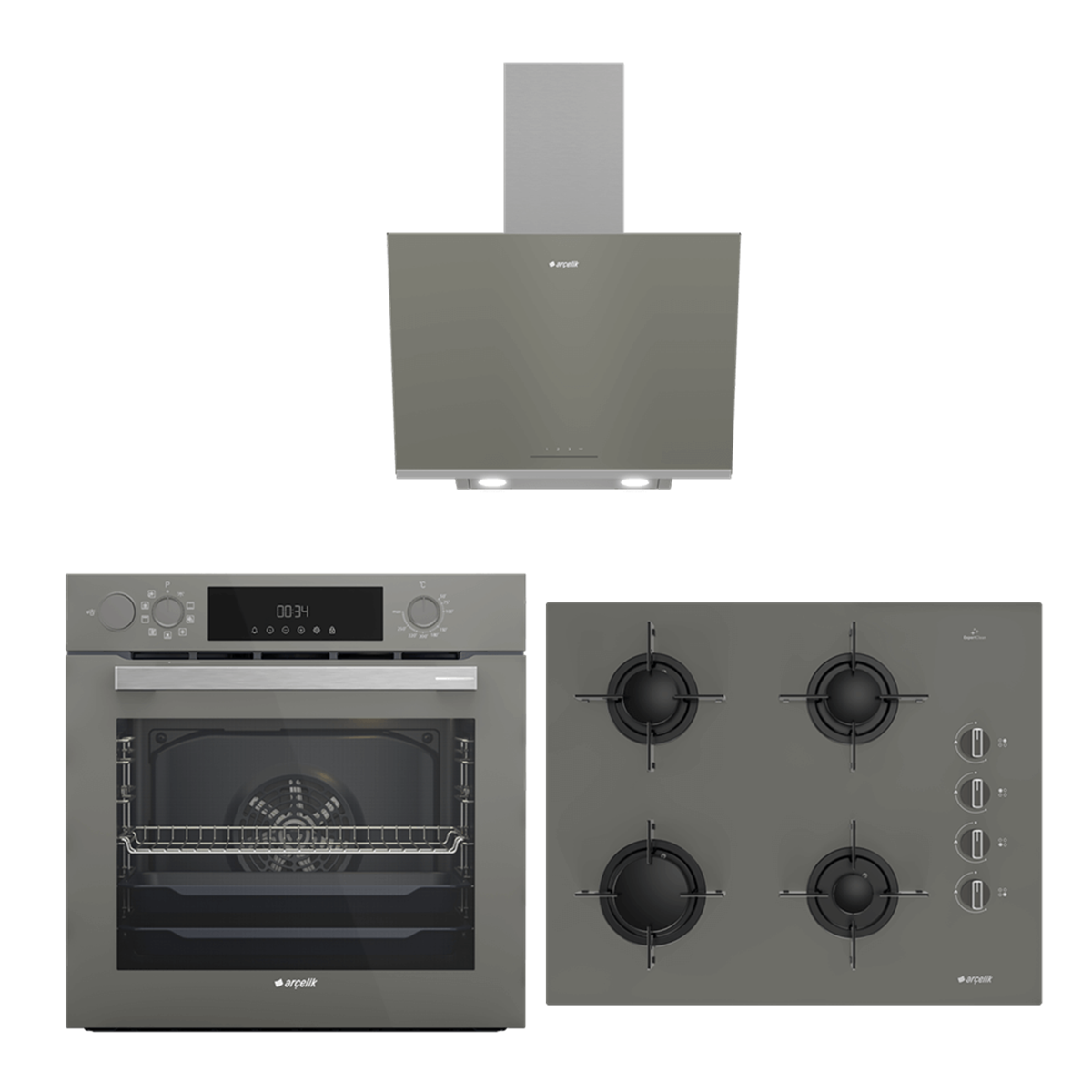 Arçelik Grion Buhar Destekli Set (ADE 606 G - OCD T 651 EG - AFC 360 G)