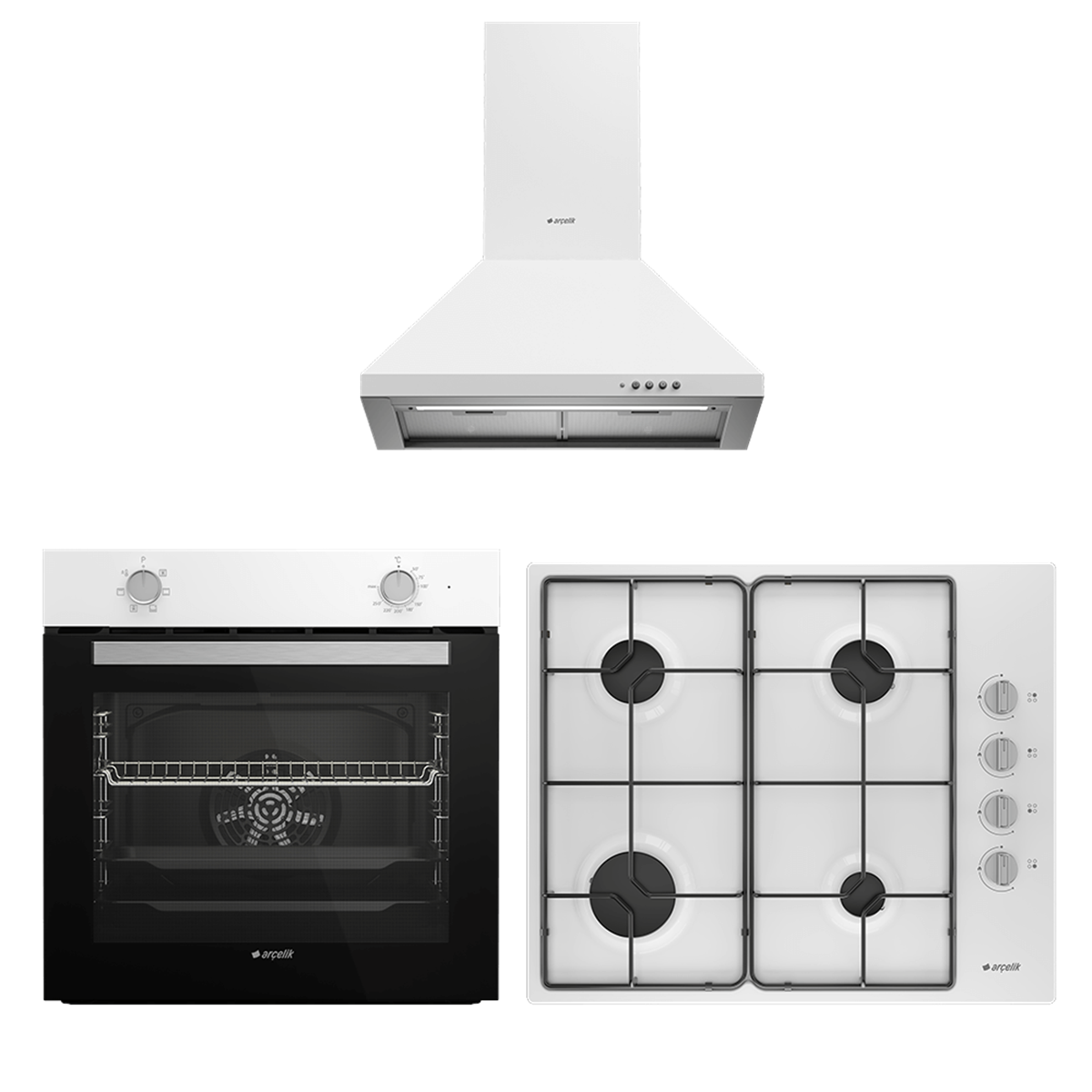 Arçelik Klasik Beyaz Set (P 27 YB - OMD D 611 EB - AFM 130 B)
