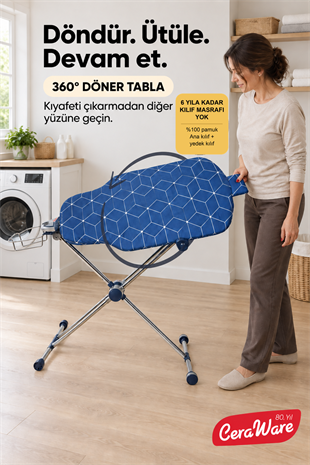 Ceraware Nero Air 360 Premium Ütü Masası – 360° Döner Tabla, Hafif ve Stabil Tasarım Lacivert Made in Korea