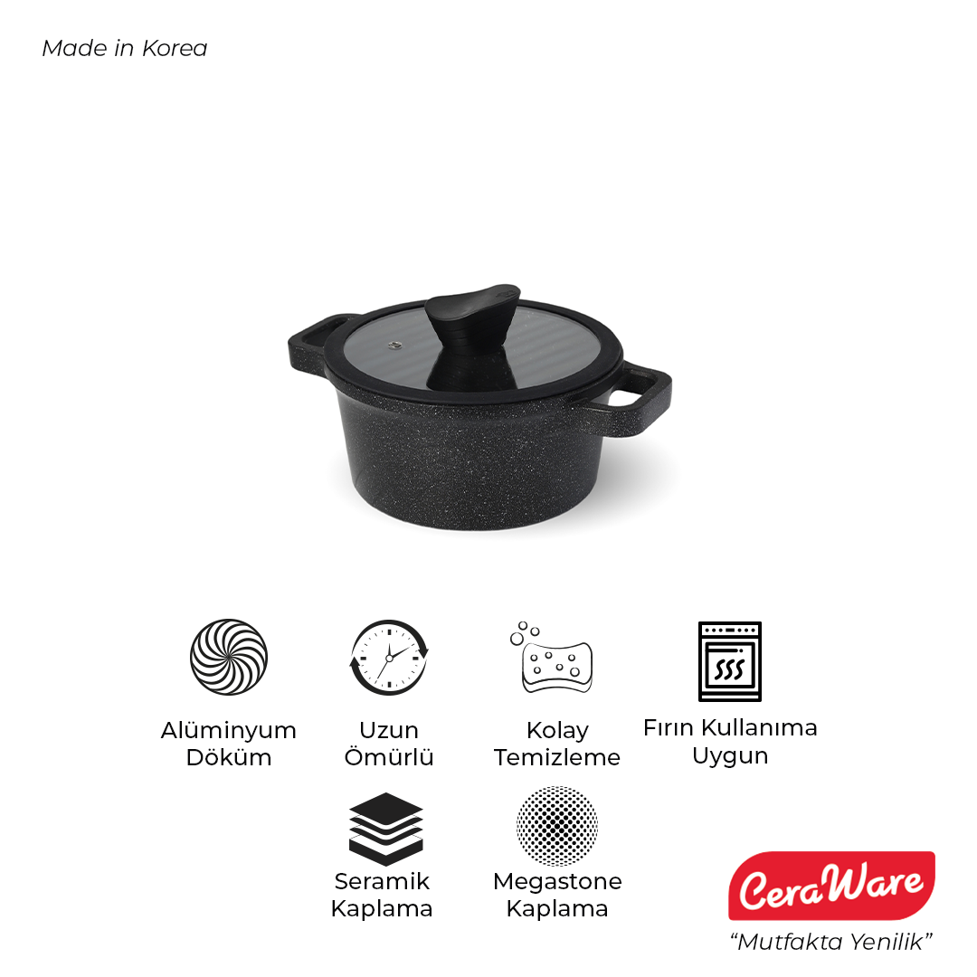 Ceraware Vetta Megastone Kaplama Yapışmaz 20 cm Derin Tencere