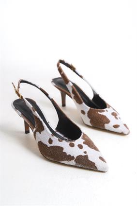 CORTES İnek Desenli Arka Açık Stiletto Kadın Ayakkabı