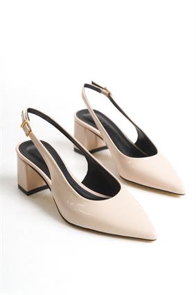 GROVE Bej Rugan Arka Açık Stiletto Kadın Ayakkabı