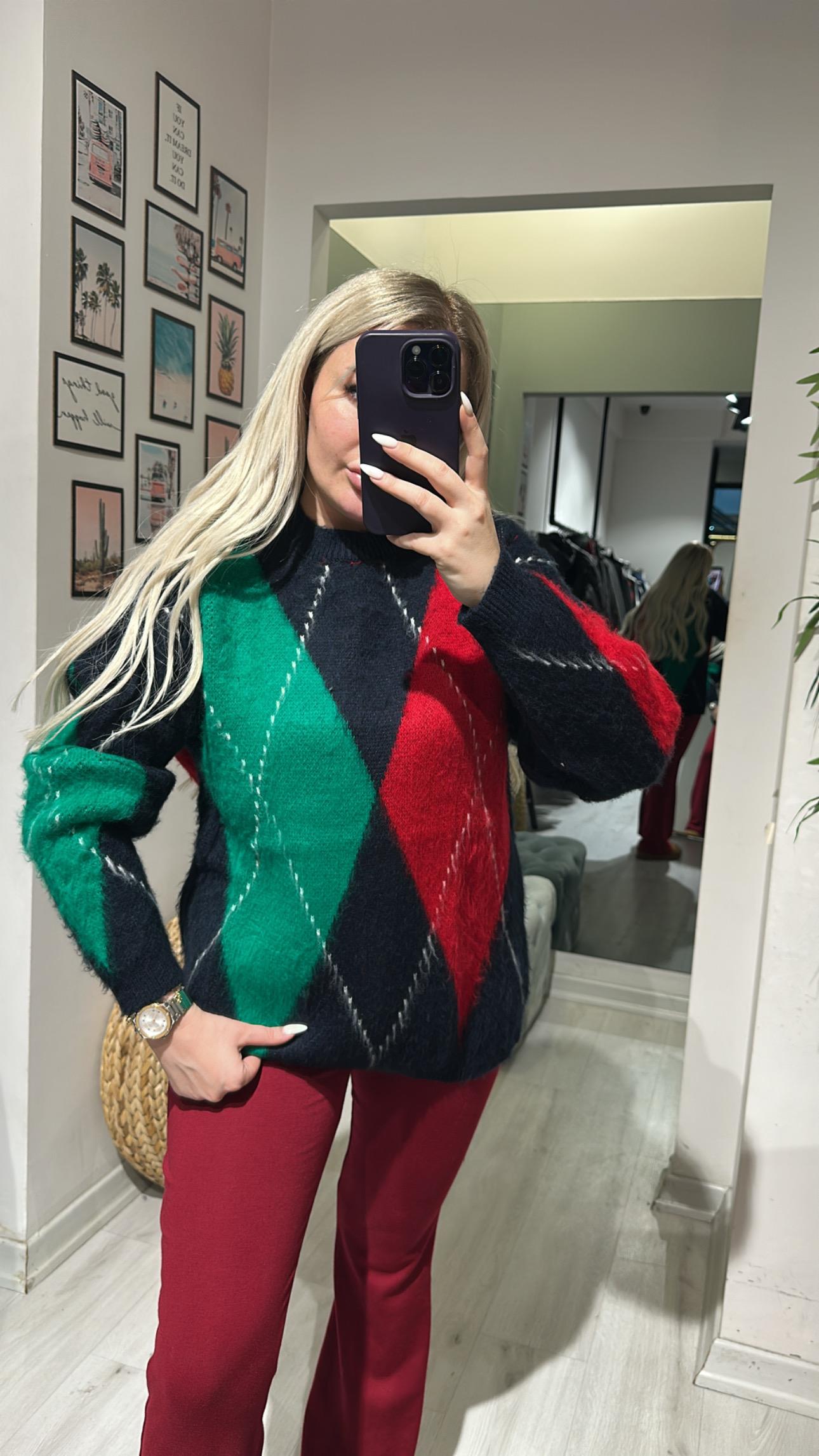 Baklava Desen Lüx Triko Kazak