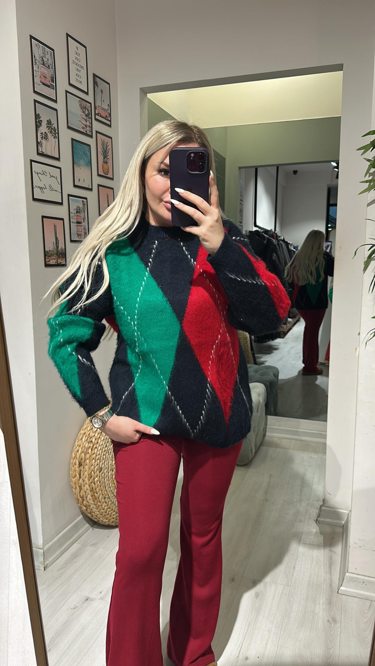 Baklava Desen Lüx Triko Kazak