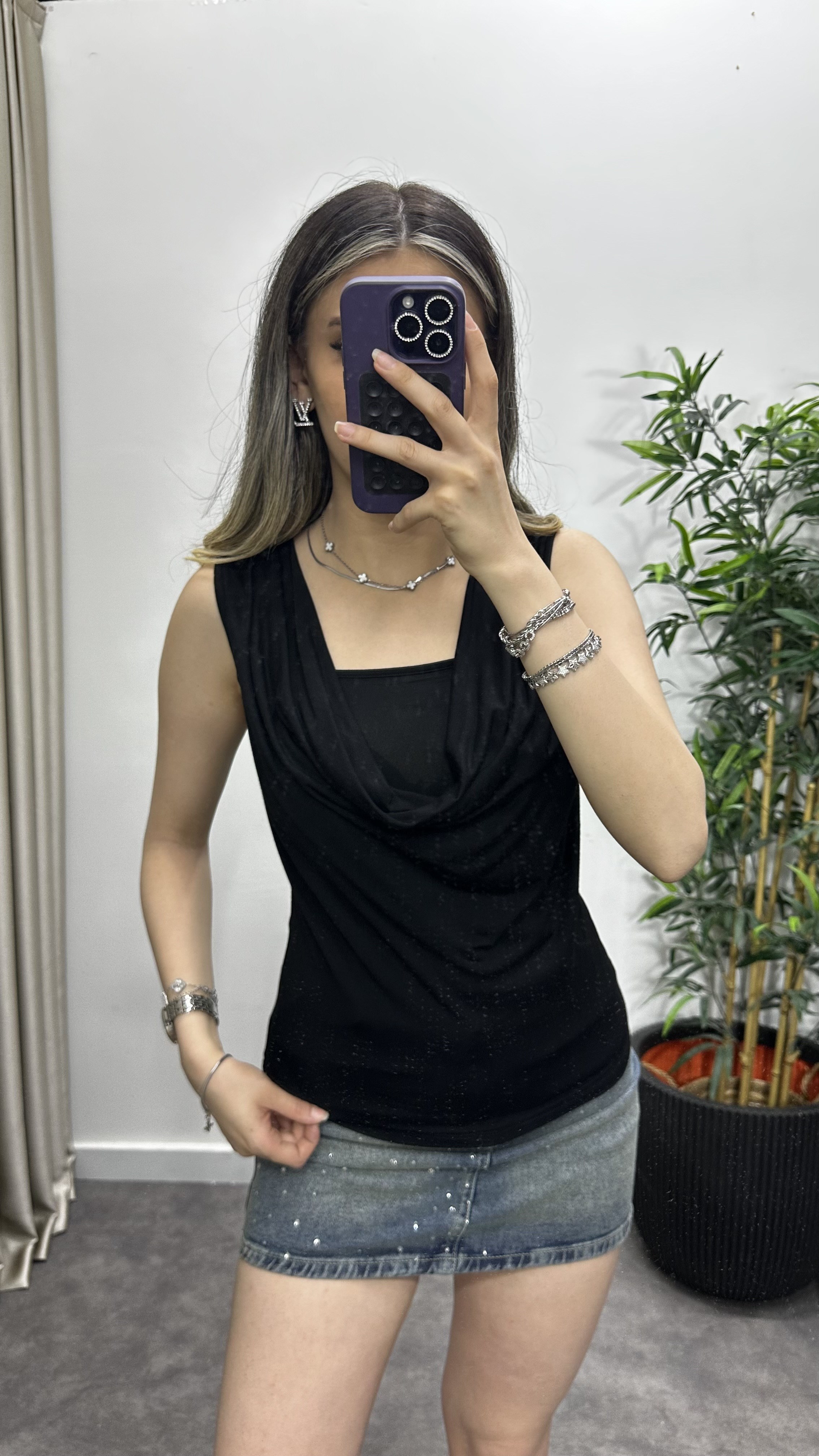 Degaje Yaka Çift Katlı Bluz