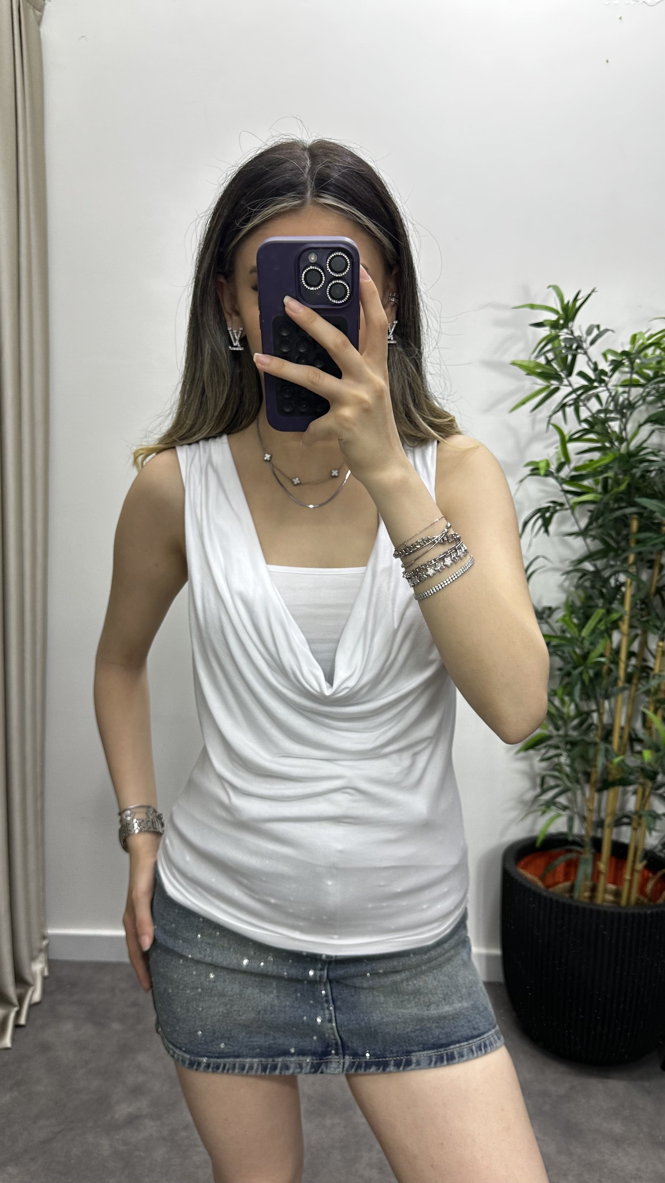 Degaje Yaka Çift Katlı Bluz