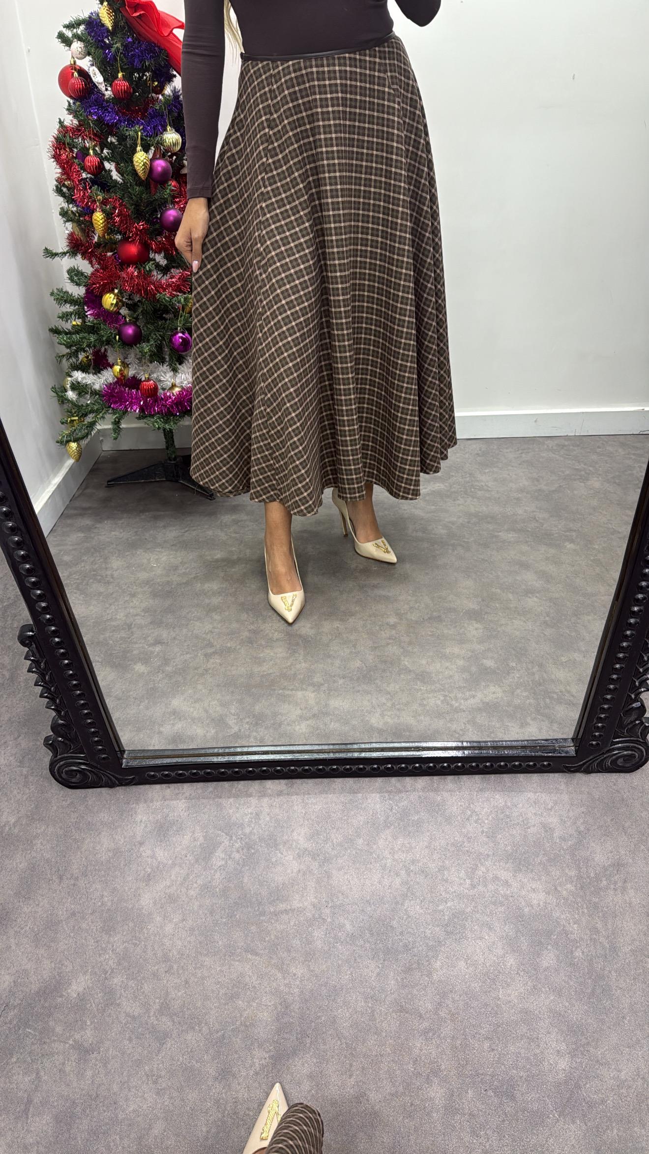 Ekose Midi Boy Kiloş Etek