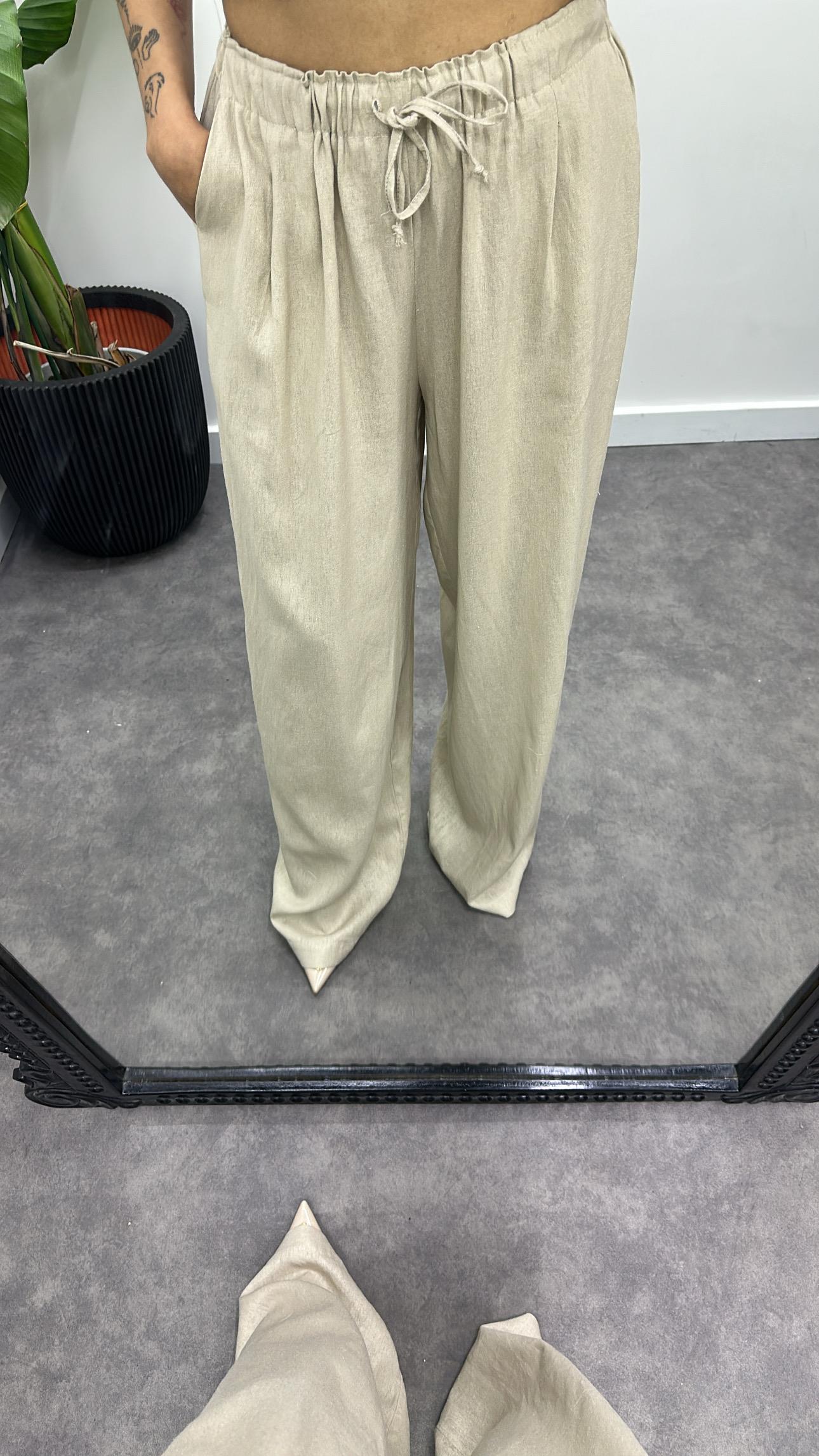 Keten Bağcıklı Pantolon