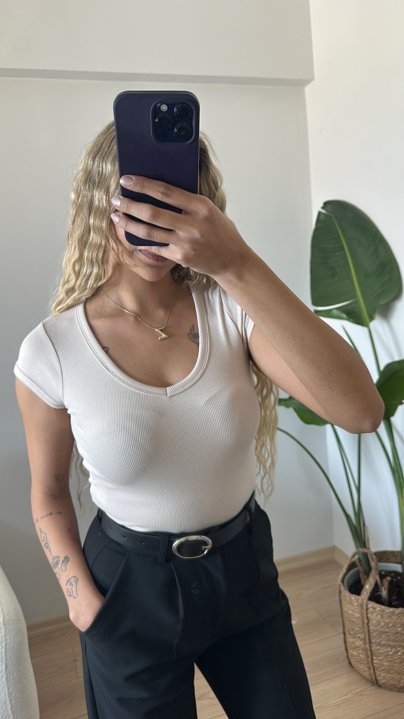 Kısa Kollu Ribana Bluz