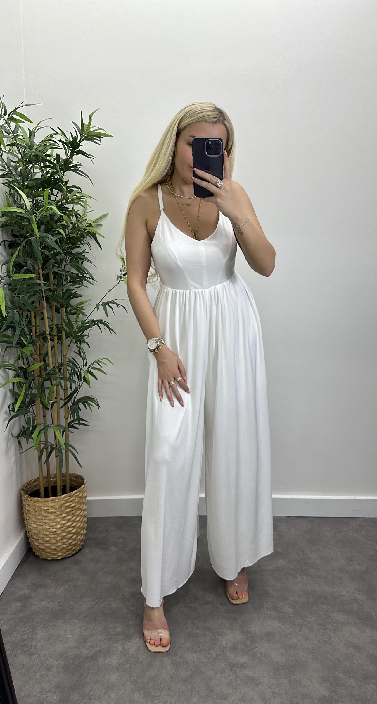 Modal Kumaş Sırt Çapraz Askılı Tulum