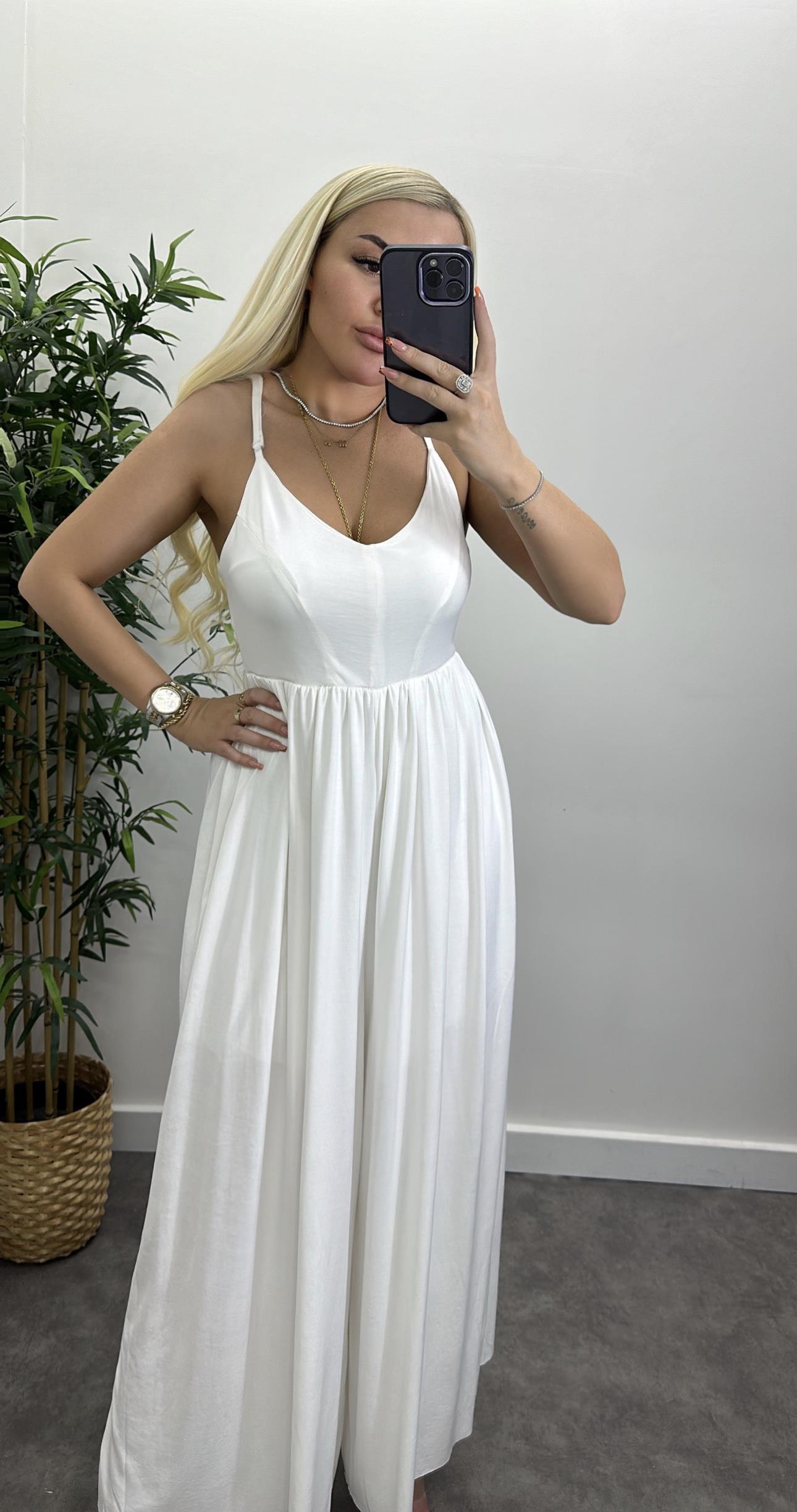 Modal Kumaş Sırt Çapraz Askılı Tulum