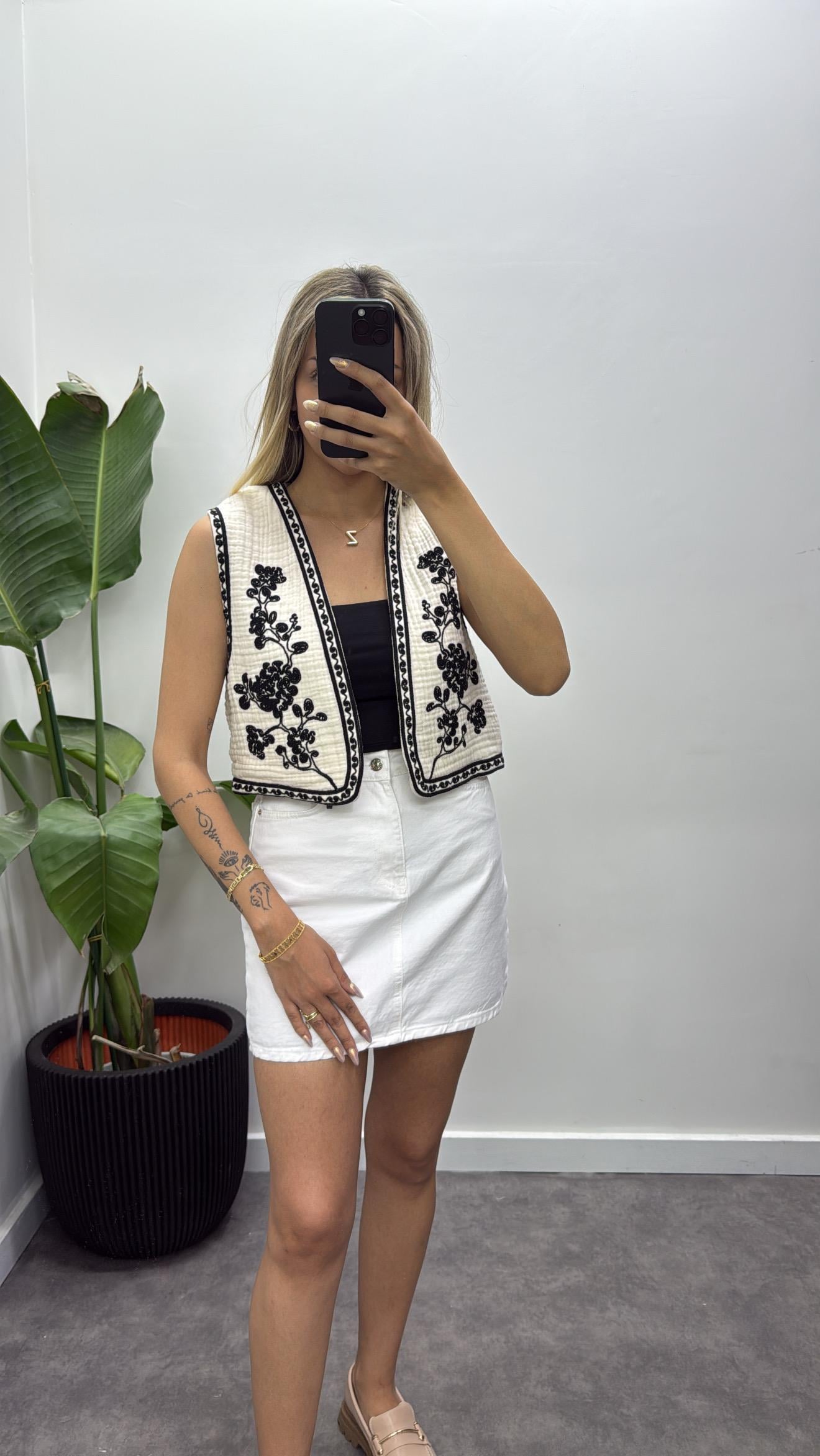 Müslin Etnik Desen Yelek