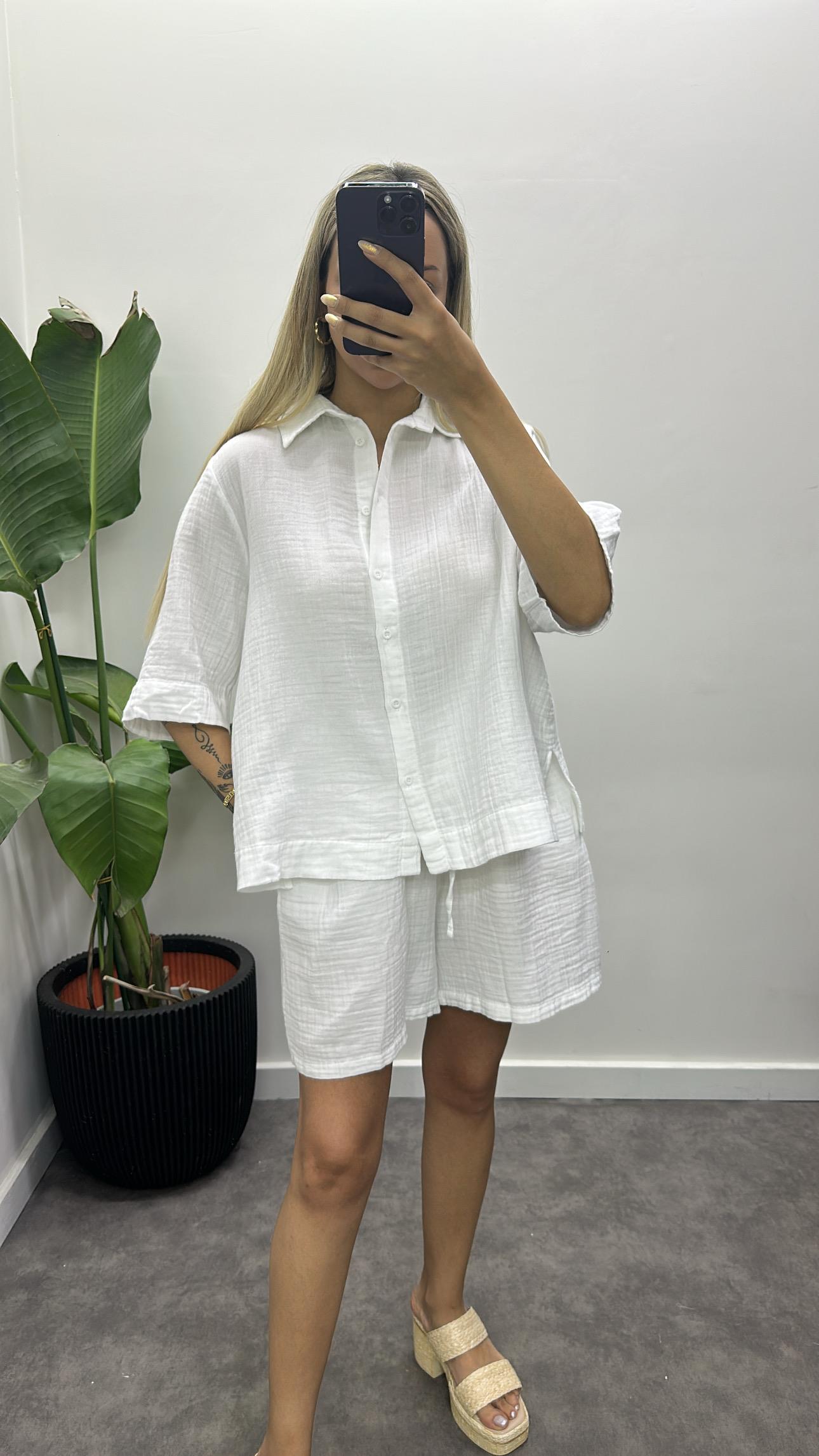 Müslin Kumaş Gömlekli Şortlu Takım