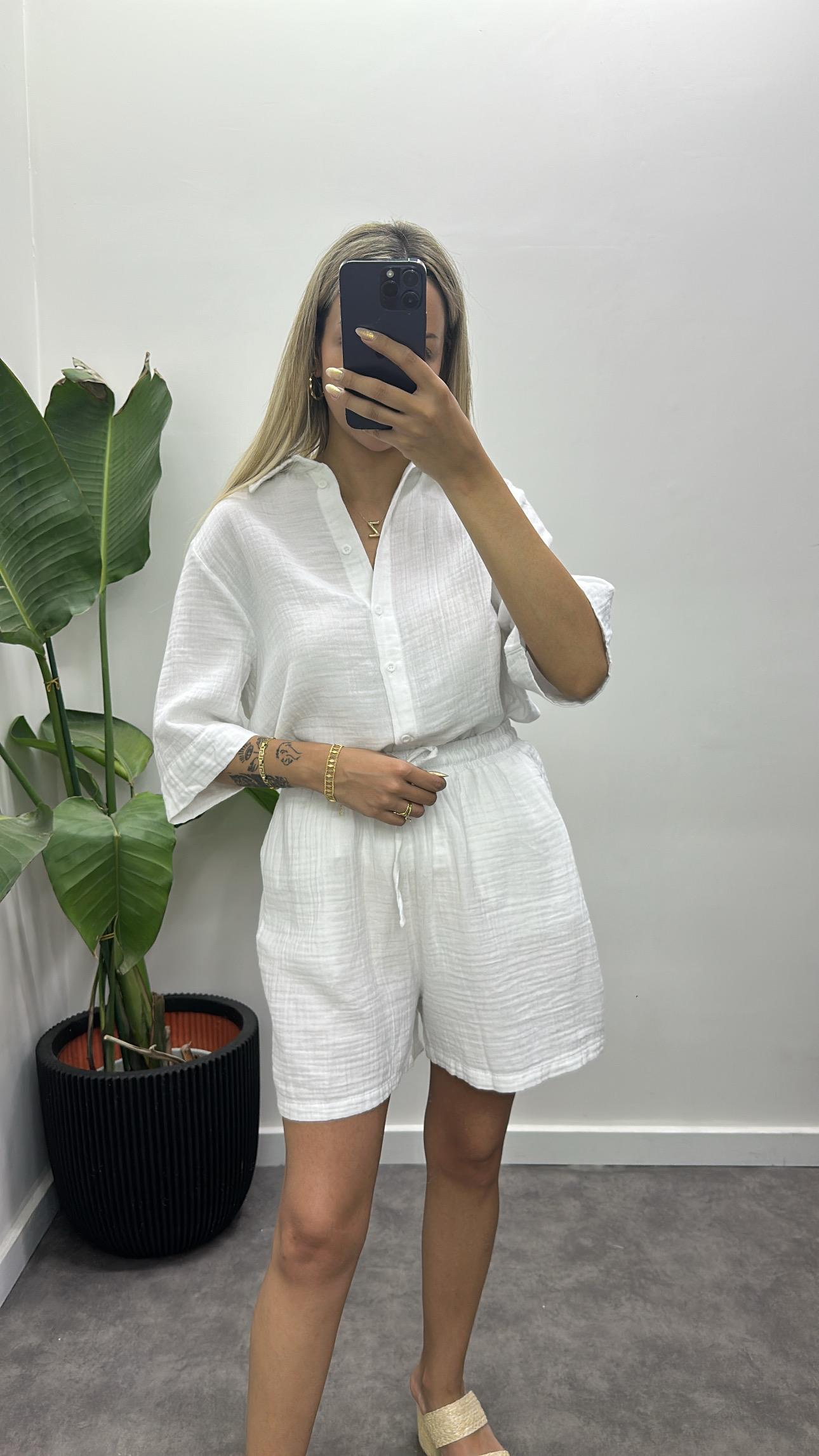 Müslin Kumaş Gömlekli Şortlu Takım