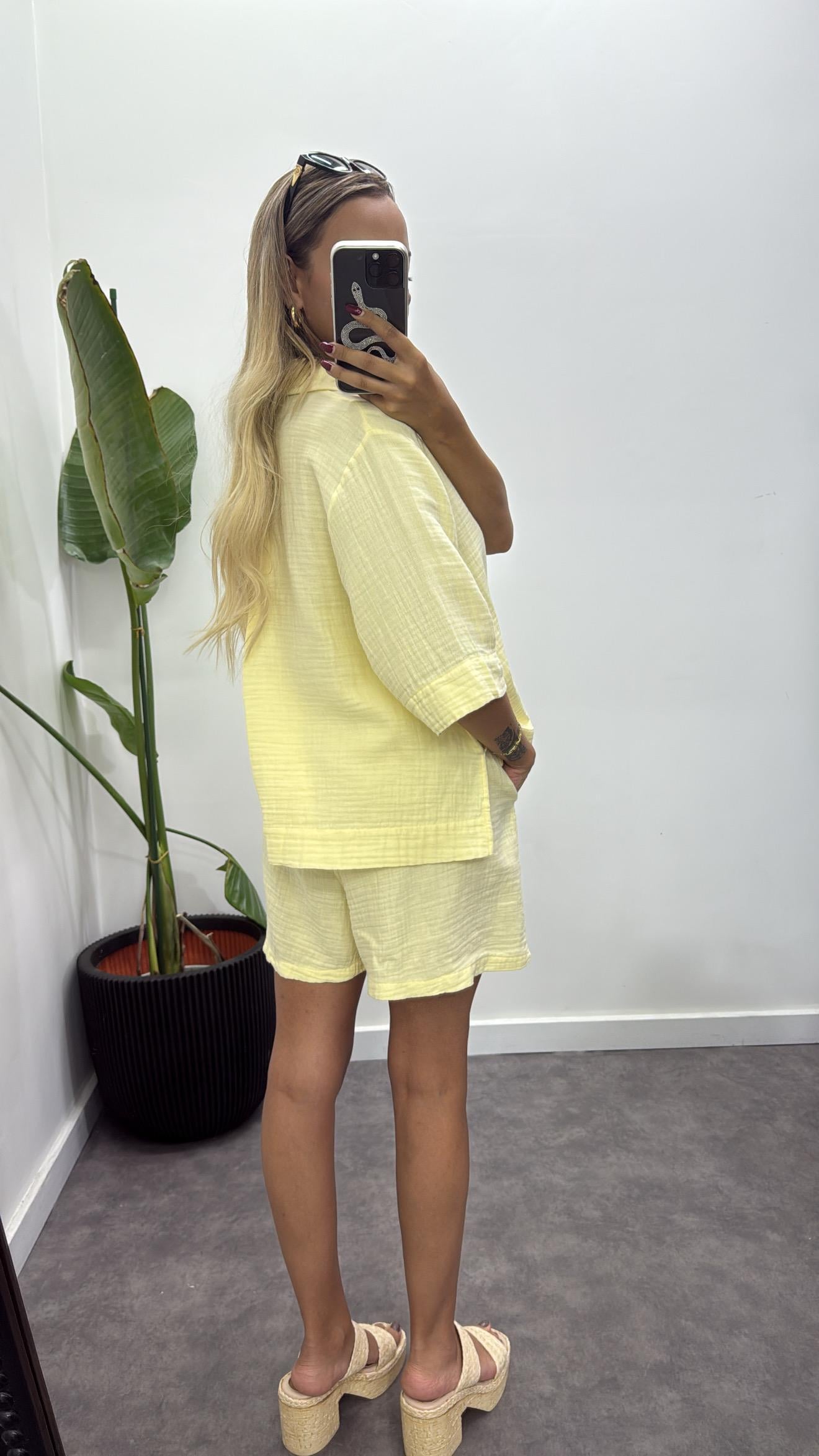 Müslin Kumaş Gömlekli Şortlu Takım