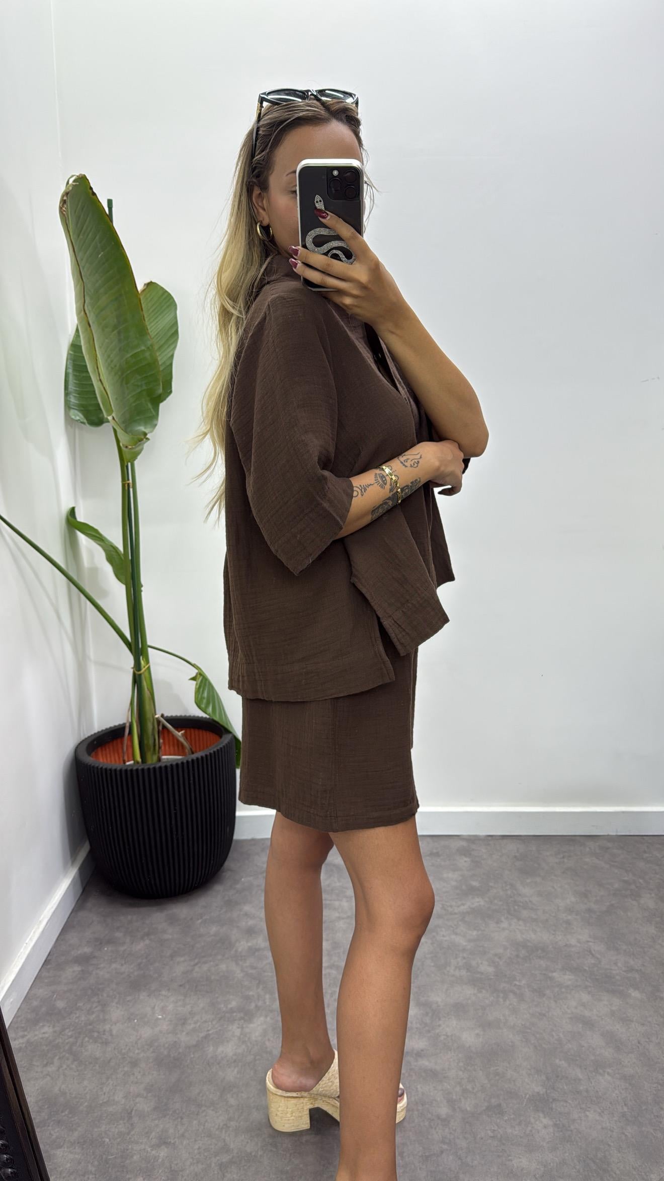 Müslin Kumaş Gömlekli Şortlu Takım