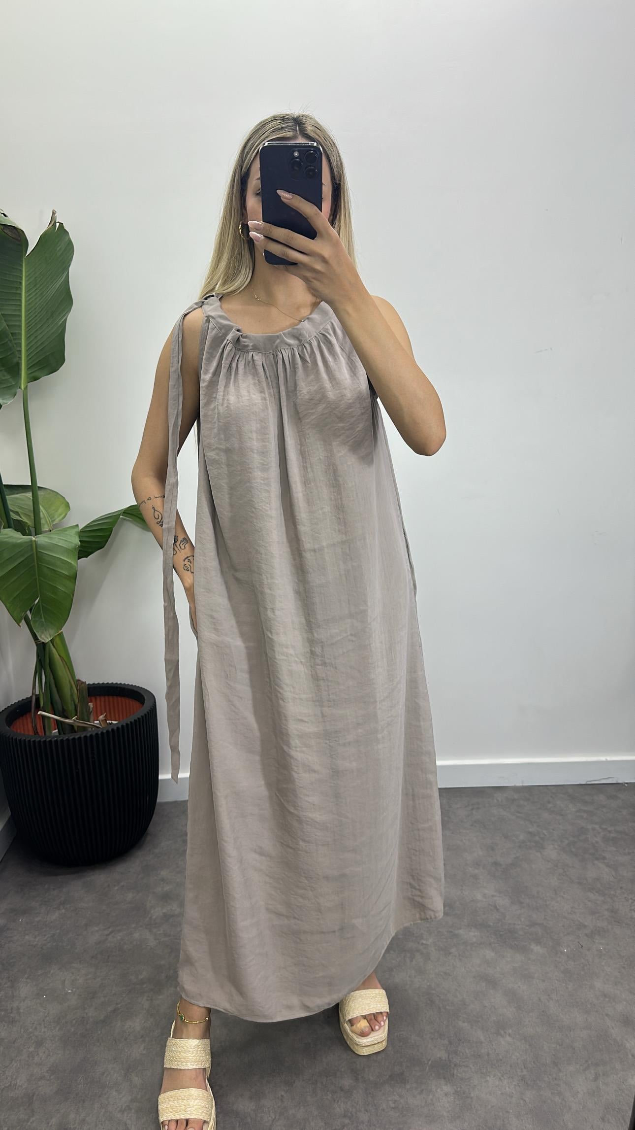 Omuz Bağlamalı Tensel Elbise