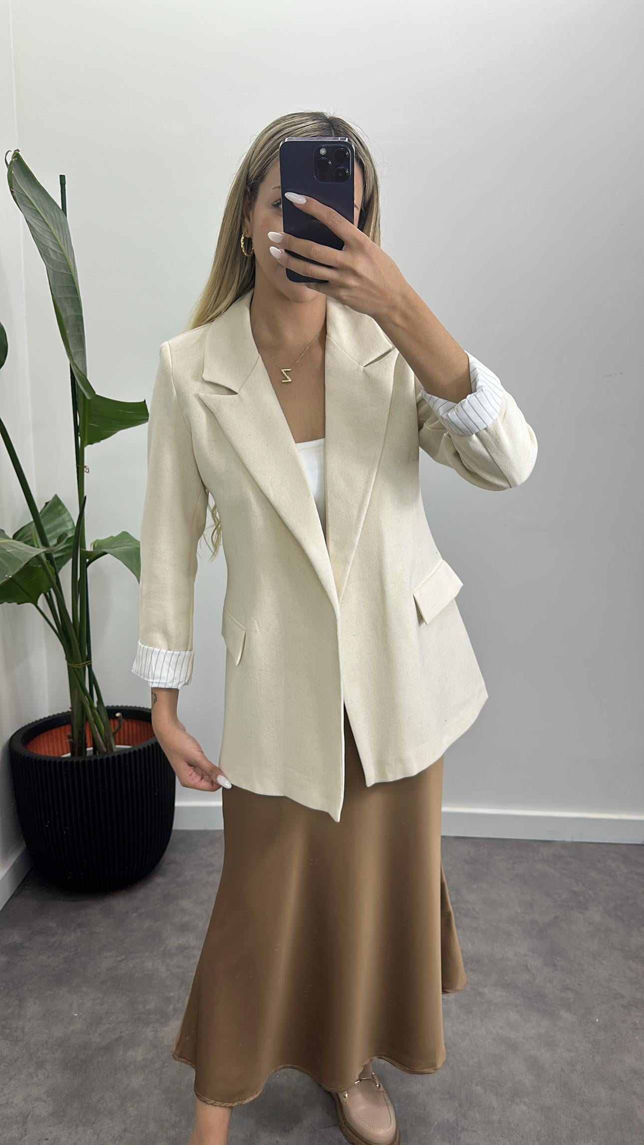 Orj Marka Ham Keten Blazer Ceket