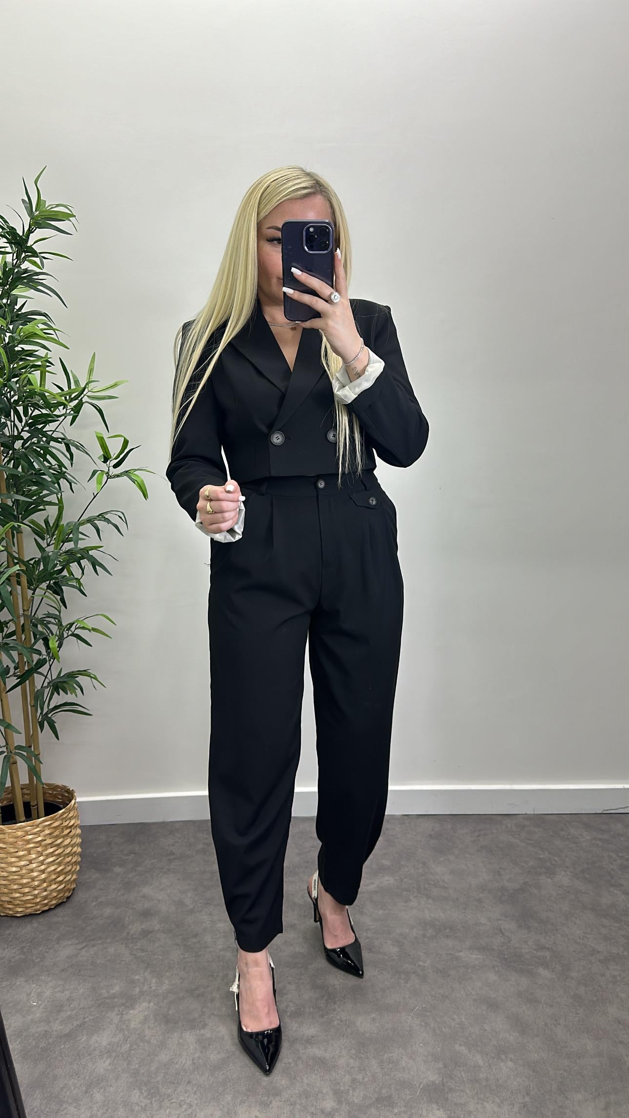 Paça Düğmeli Kumaş Pantolon