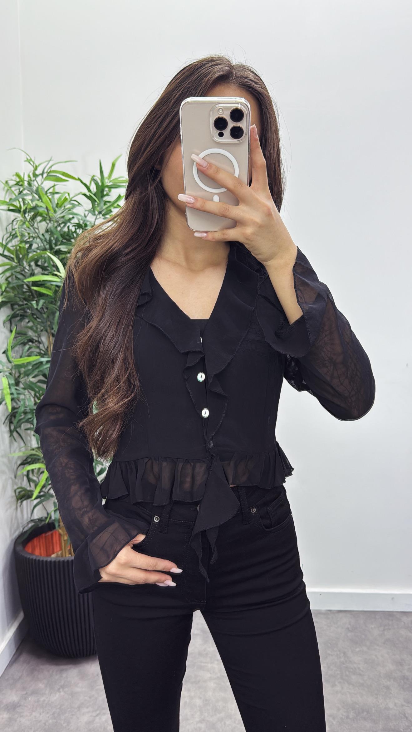 Şifon Düğmeli Bluz