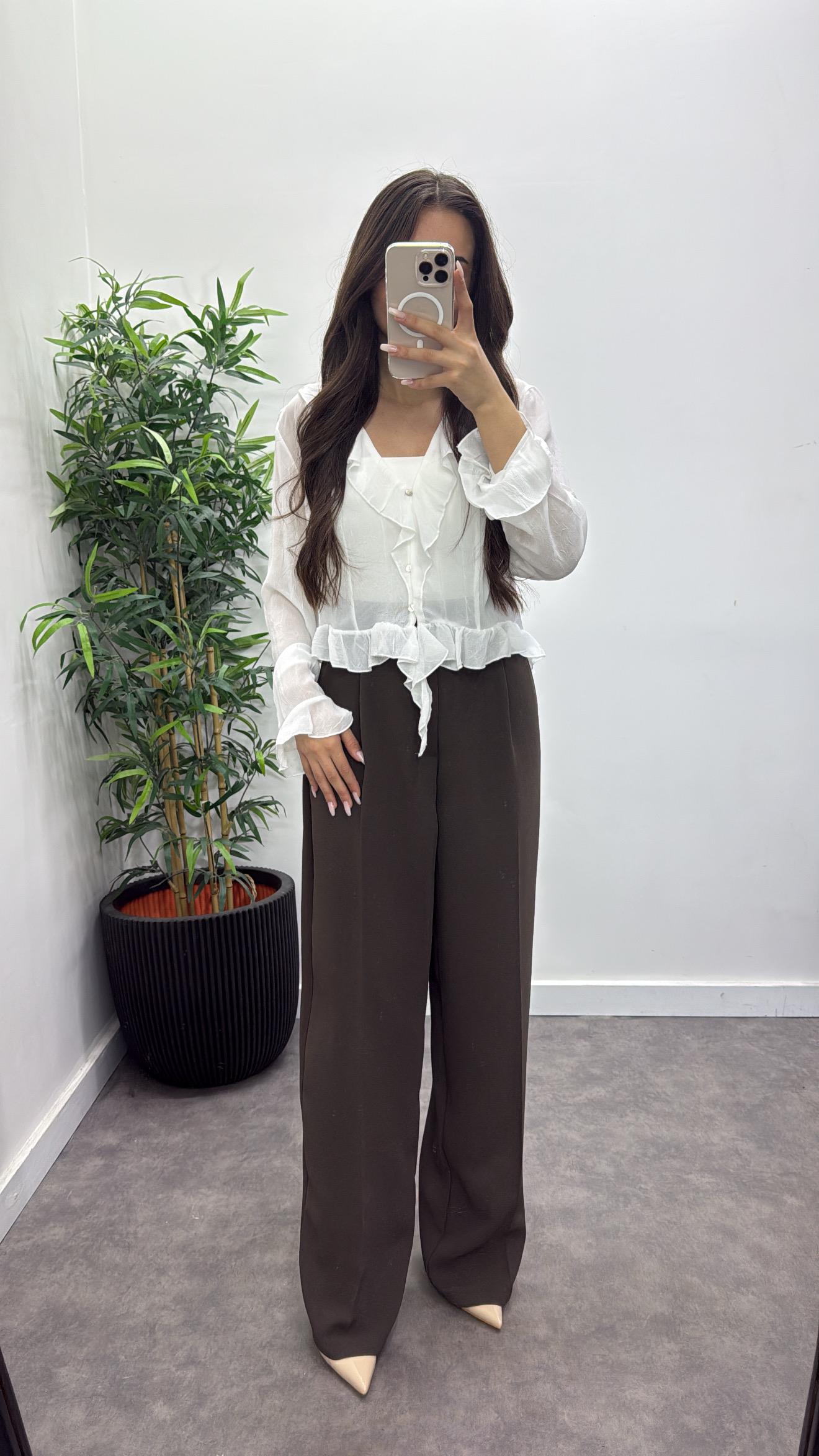 Şifon Düğmeli Bluz