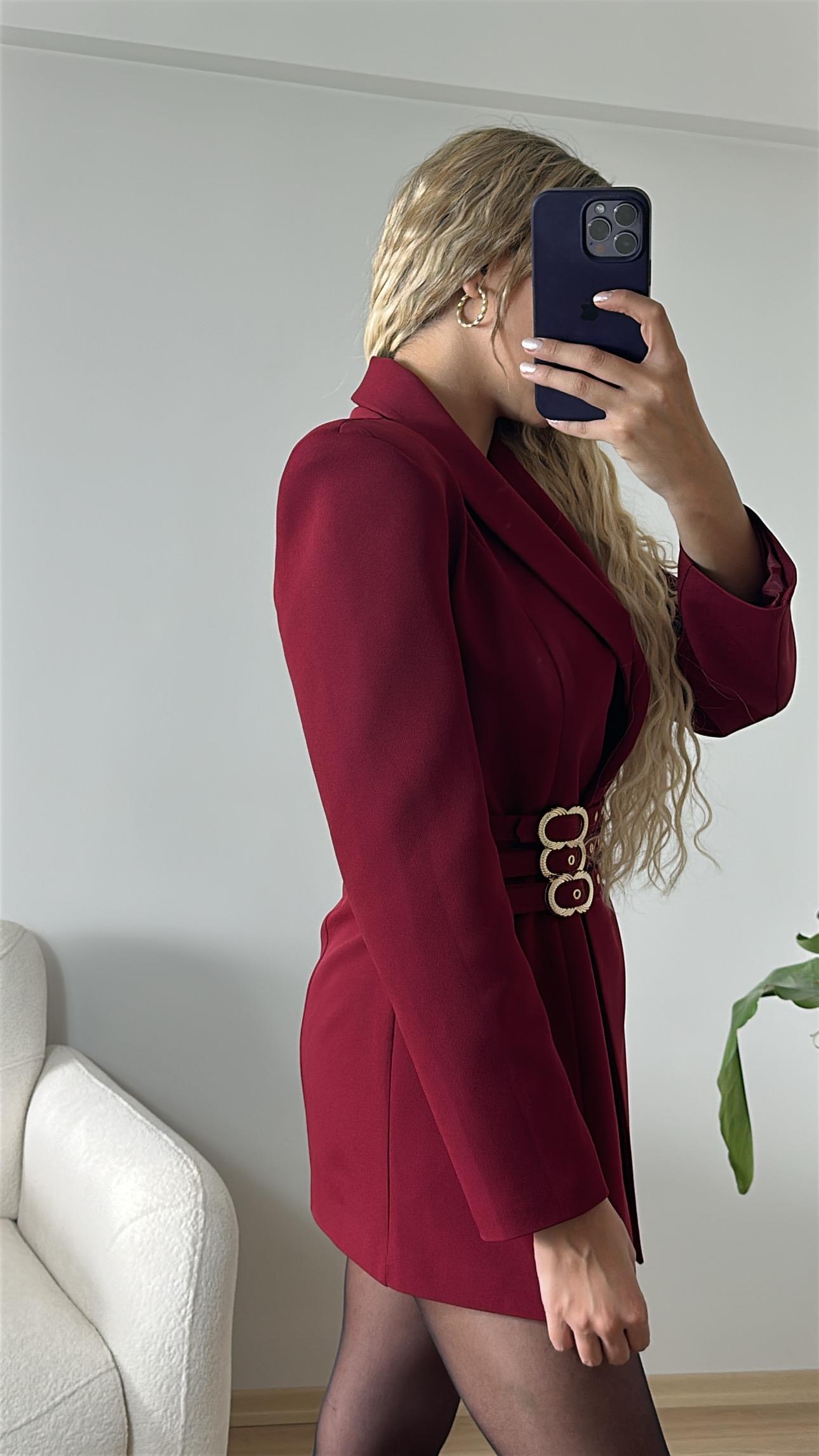 Tasarım Kemerli Ceket Elbise