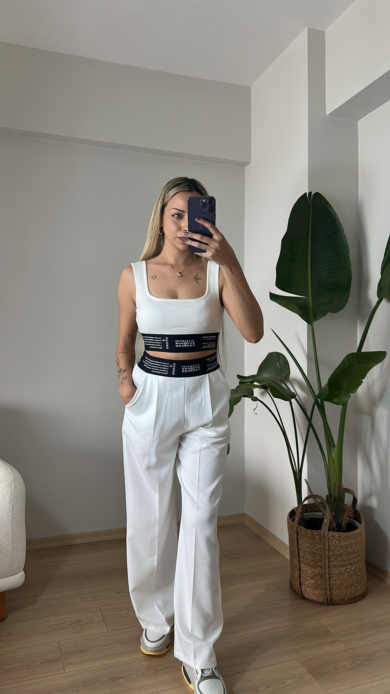 Tasarım Korseli Lastikli Pantolon