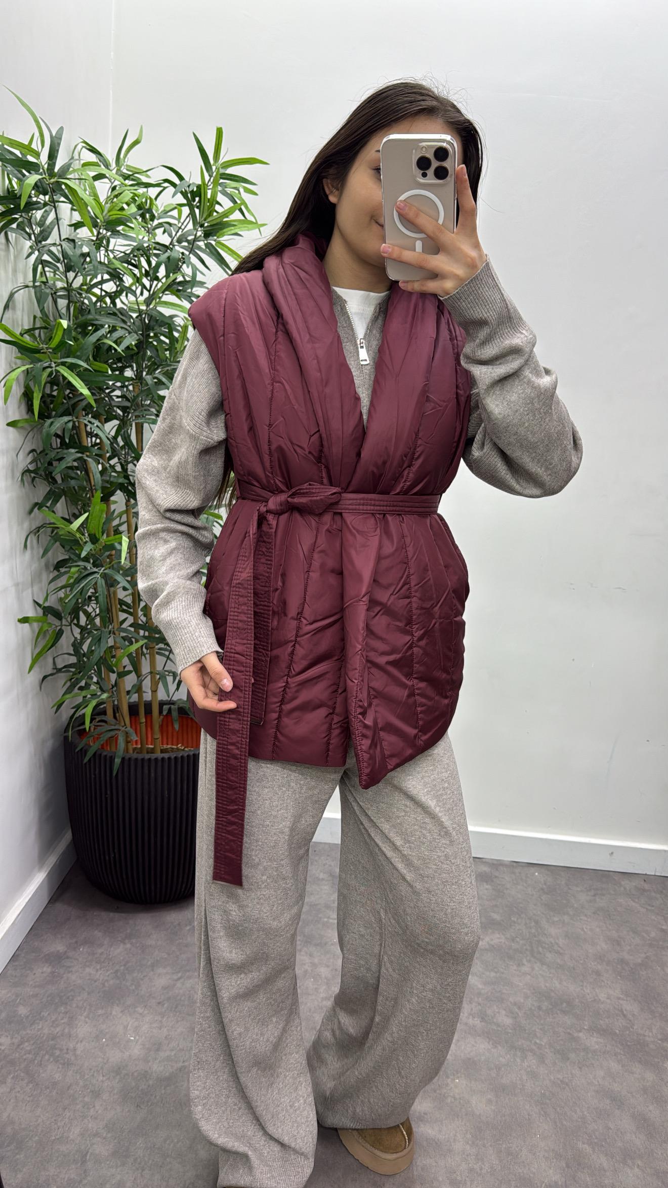 Triko Detay Şişme Yelek