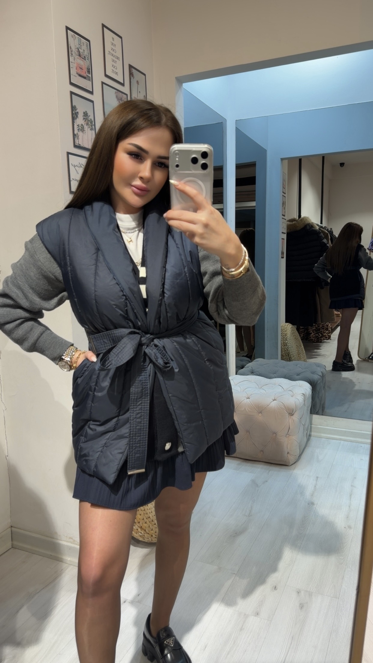 Triko Detay Şişme Yelek