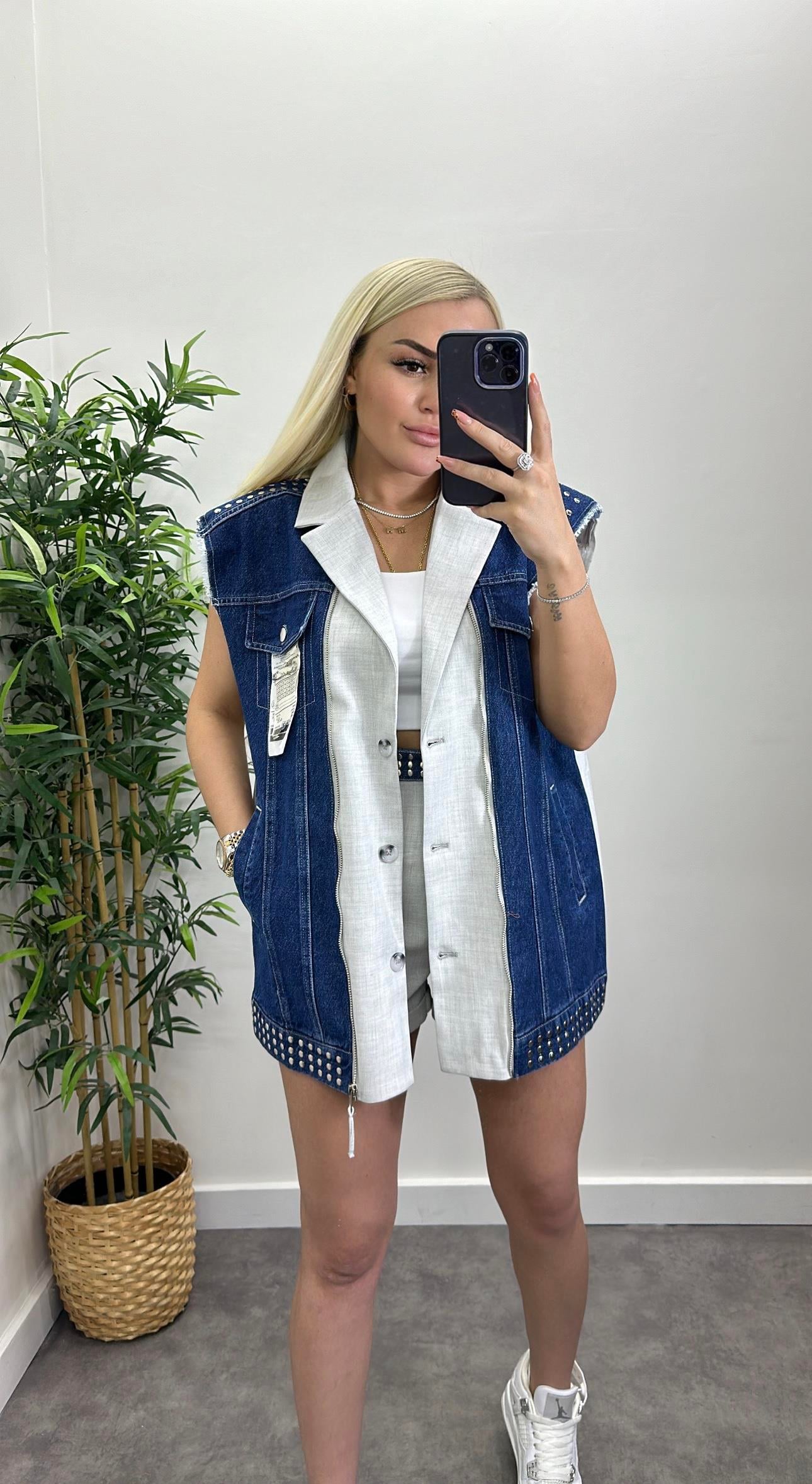 Zımbalı Lüx Tasarım Yelek