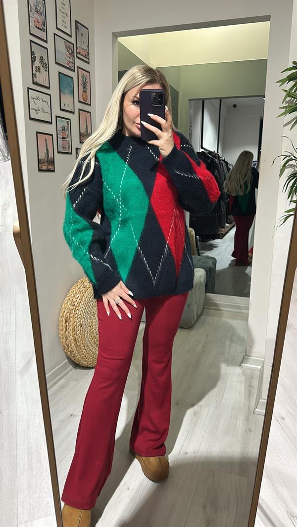 Baklava Desen Lüx Triko Kazak