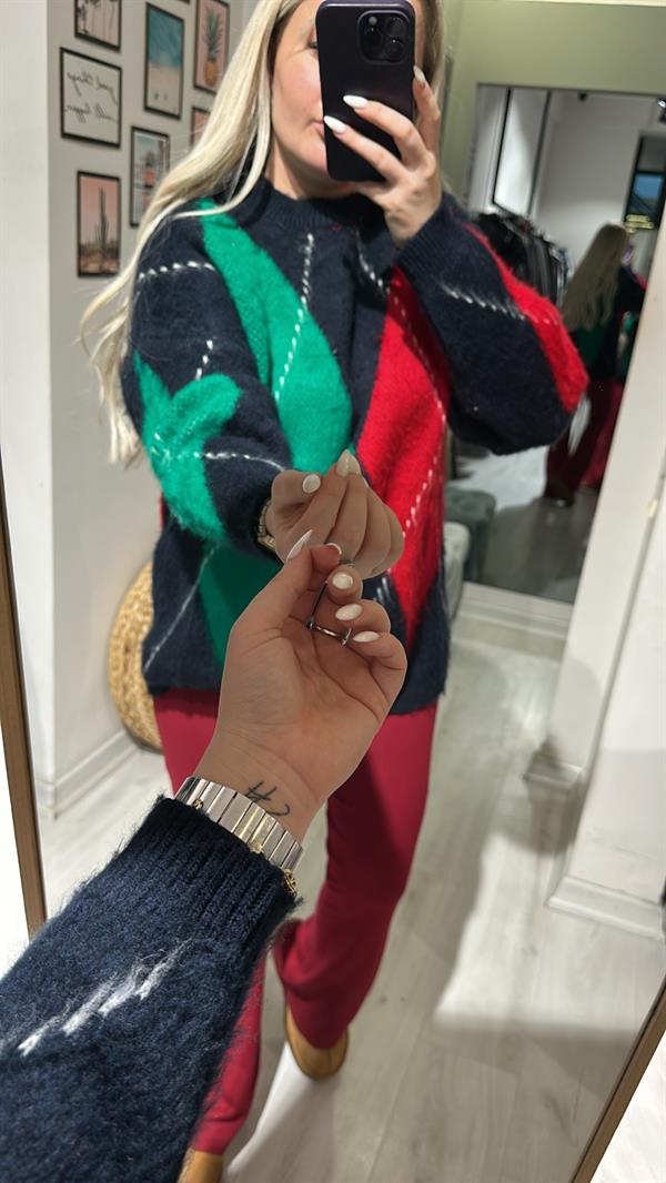 Baklava Desen Lüx Triko Kazak