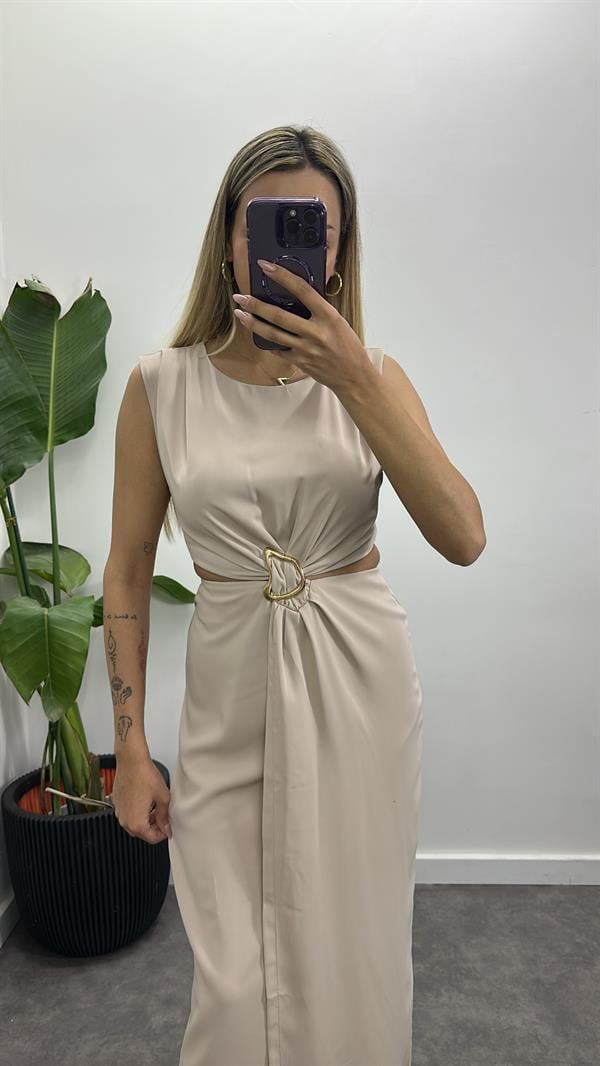 Beli Dekolte Tokalı Elbise