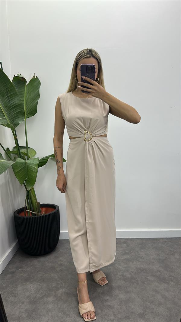 Beli Dekolte Tokalı Elbise