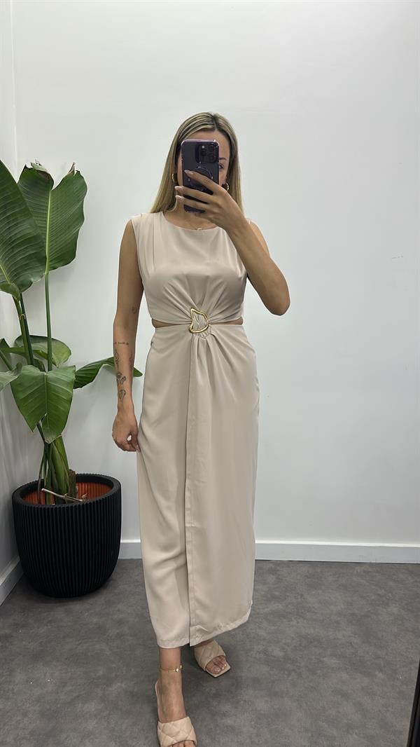 Beli Dekolte Tokalı Elbise