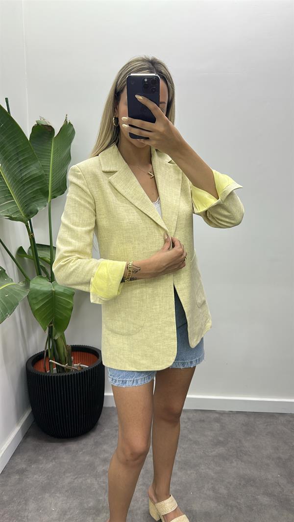 Blazer Cepli Lüks Keten Ceket