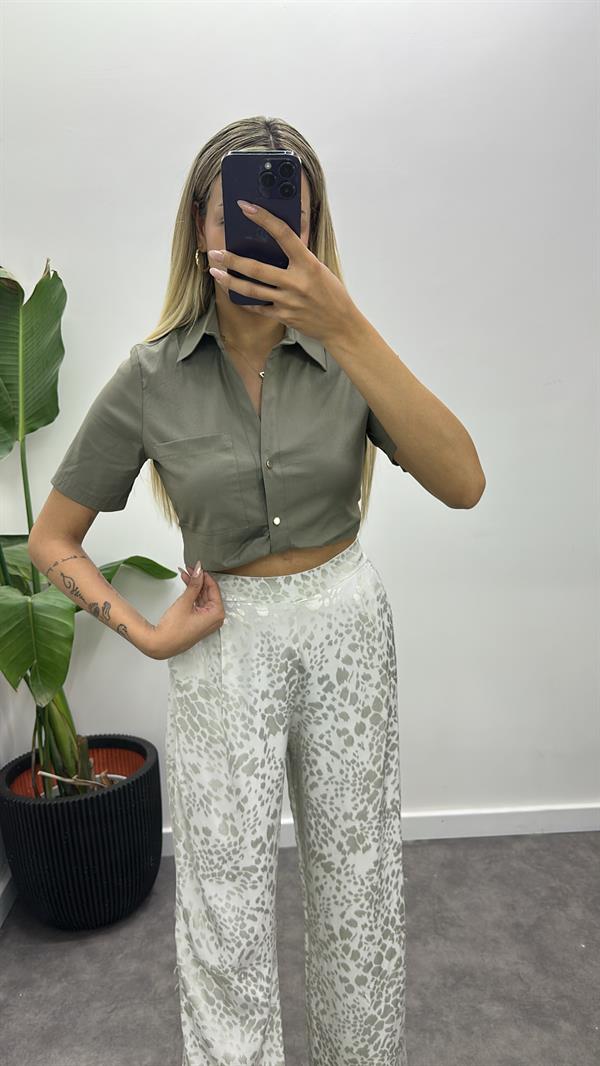 Cep Detay Crop Gömlek