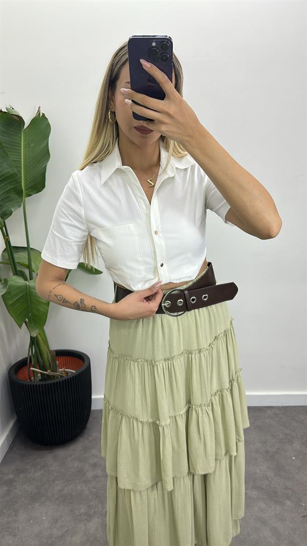 Cep Detay Crop Gömlek