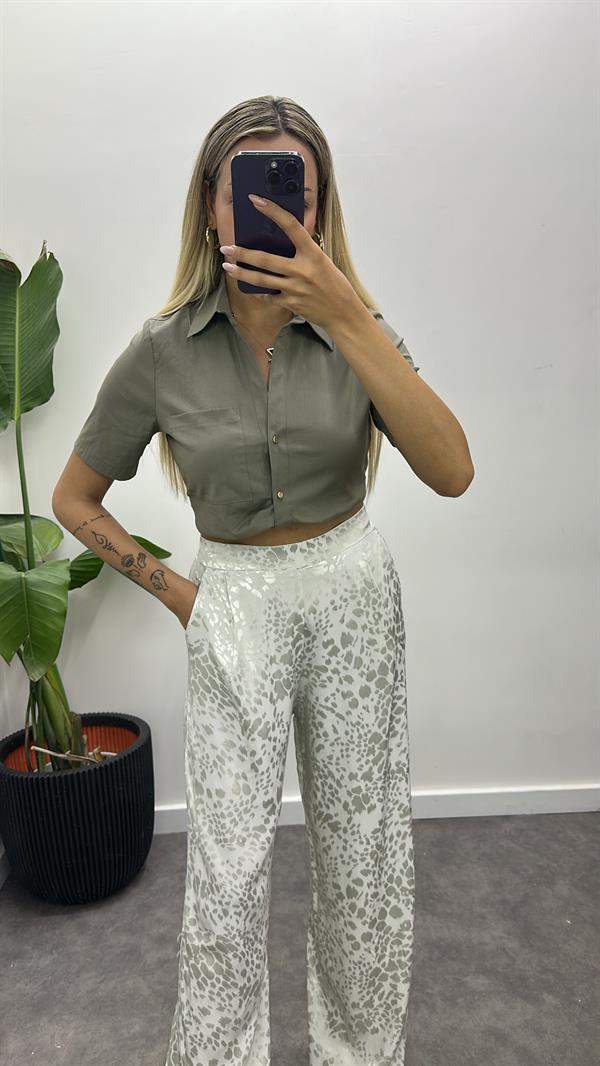 Cep Detay Crop Gömlek