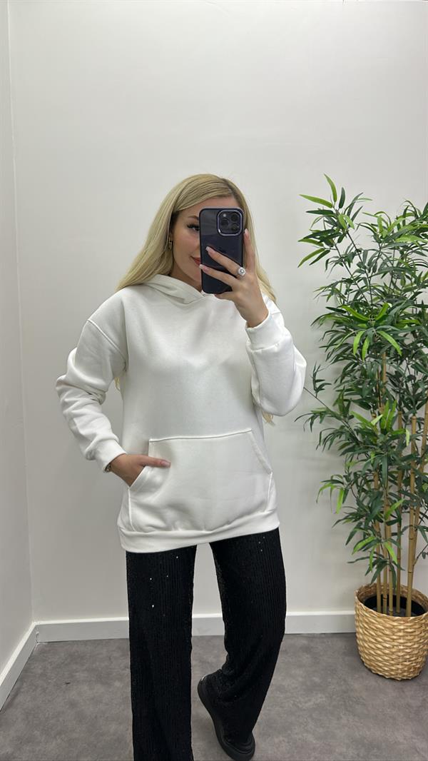 Cep Detay Kapüşonlu Sweatshirt